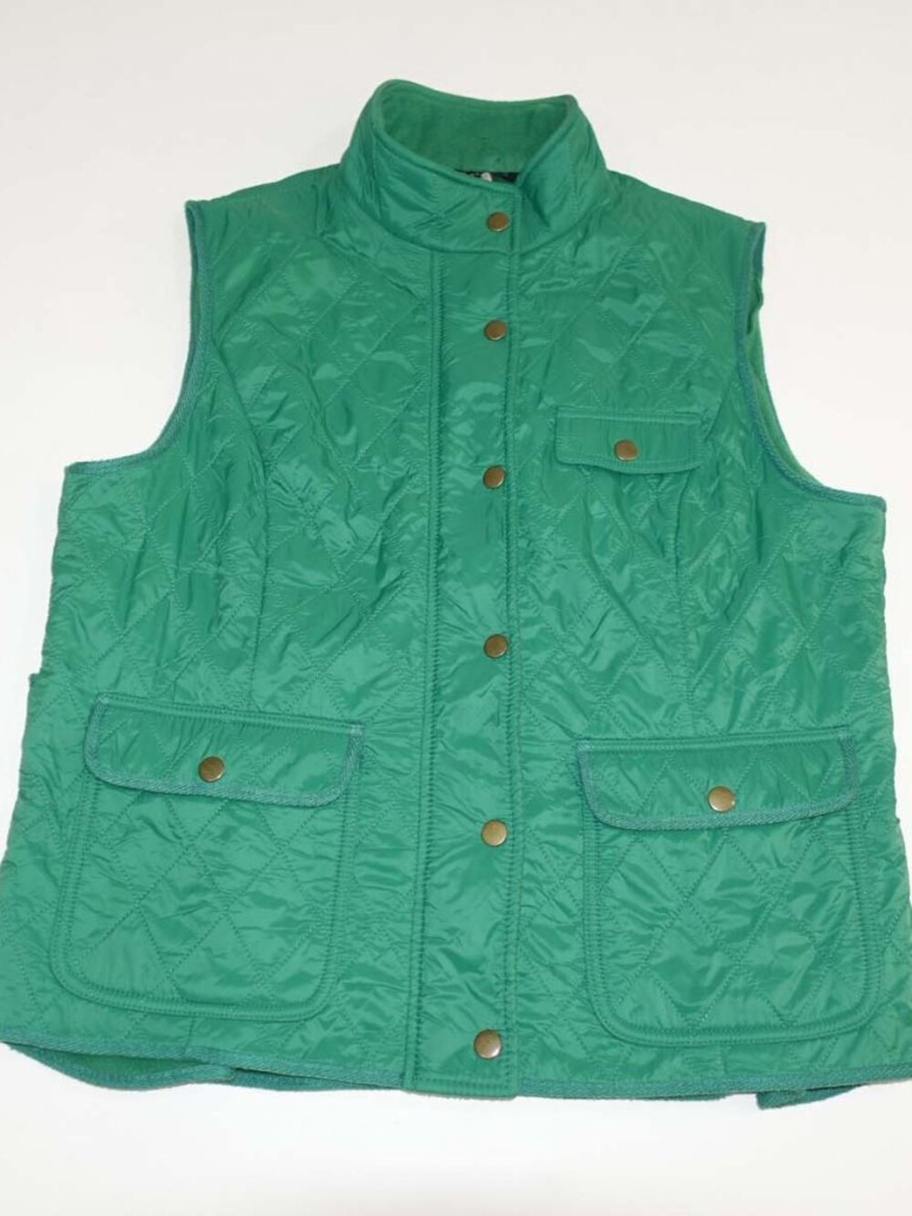 Talbots Women's Sleeveless Quilted Vest Jacket Petite Medium Green PM